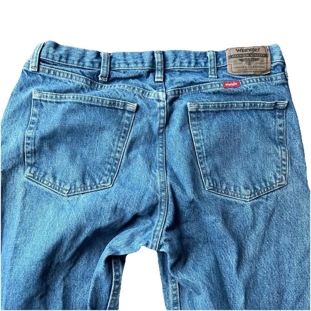 Wrangler Regular Fit Medium Was Blue Jeans Denim Pants Men's 35x32